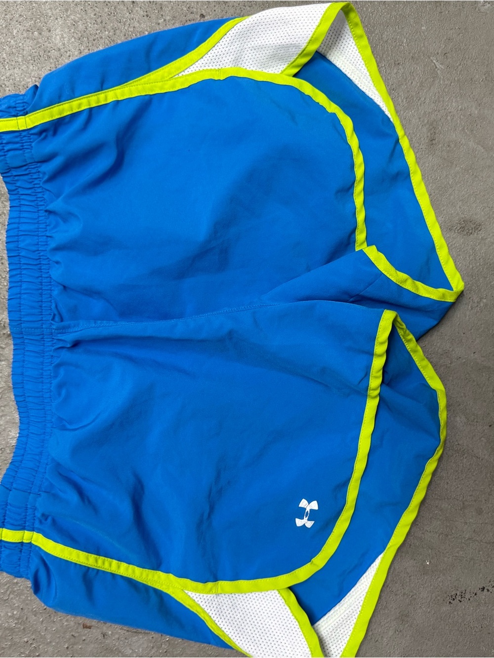 Under Armour Blue Athletic Shorts with Lime Trim